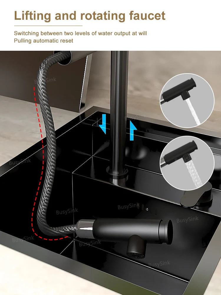 Fregadero de barra oculto de acero inoxidable para cocina, apartamento, pequeño, de una sola ranura, para coche de turismo, lavabo multifuncional con tapa.