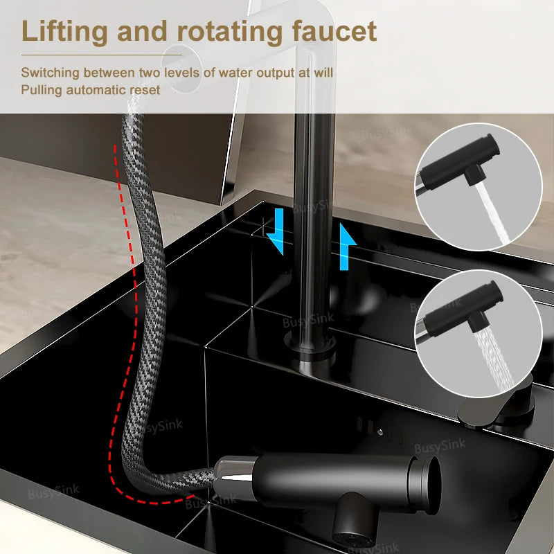 Fregadero de barra oculto de acero inoxidable para cocina, apartamento, pequeño, de una sola ranura, para coche de turismo, lavabo multifuncional con tapa.