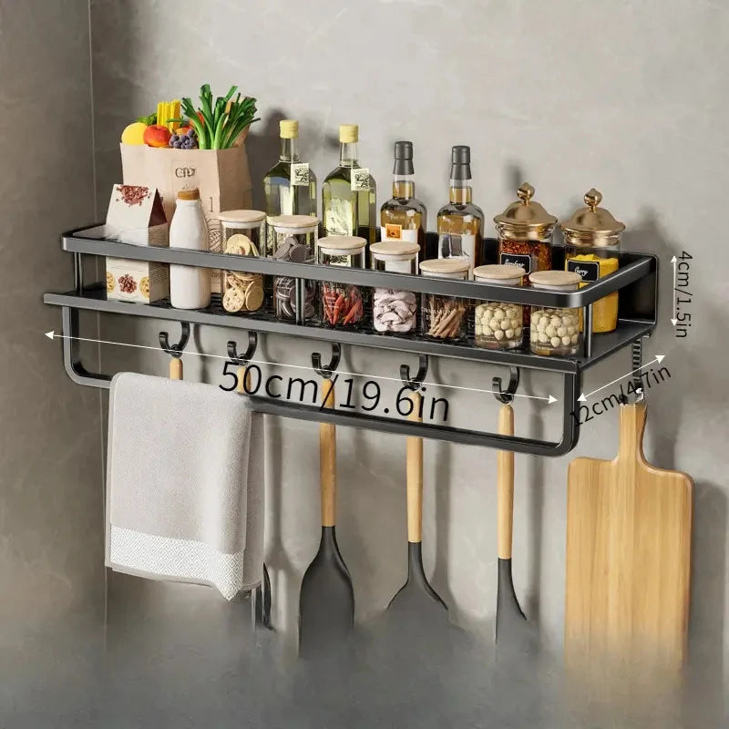 Estante de cocina para especias, estante de pared para espátula, cuchara, gancho, toallero, apto para cocina y baño.