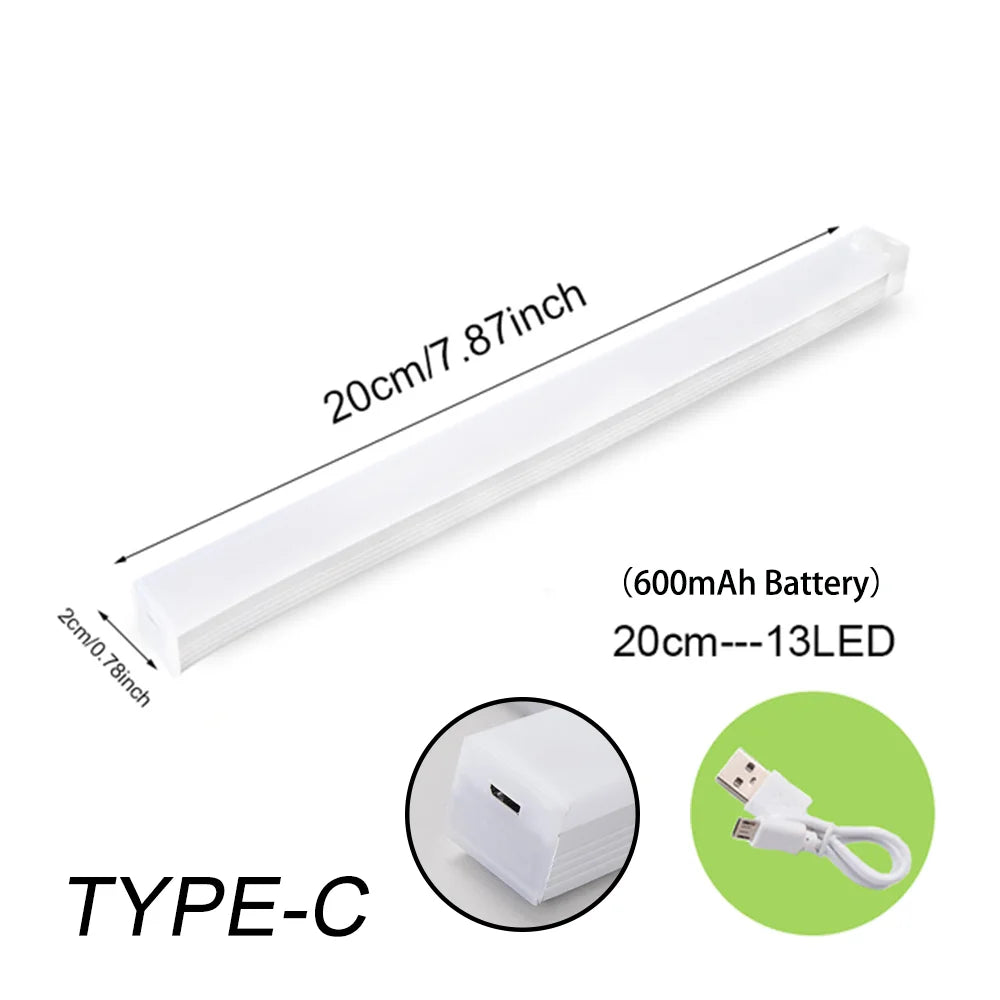 Luz LED nocturna inalámbrica con sensor de movimiento, tipo C, recargable, para armario, escalera, cocina, etc.