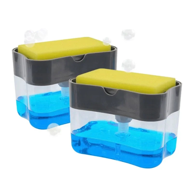 Dispensador de jabón para platos de cocina, dispensador de jabón líquido, dispensador de jabón de cocina con soporte para esponja, dispensador de jabón con bomba para esponja.