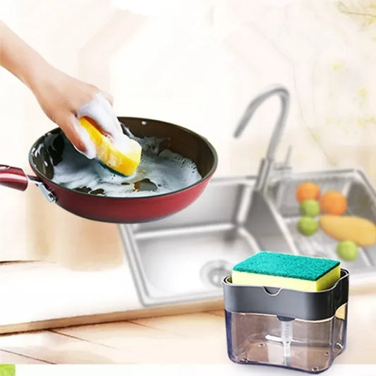 Dispensador de jabón para platos de cocina, dispensador de jabón líquido, dispensador de jabón de cocina con soporte para esponja, dispensador de jabón con bomba para esponja.