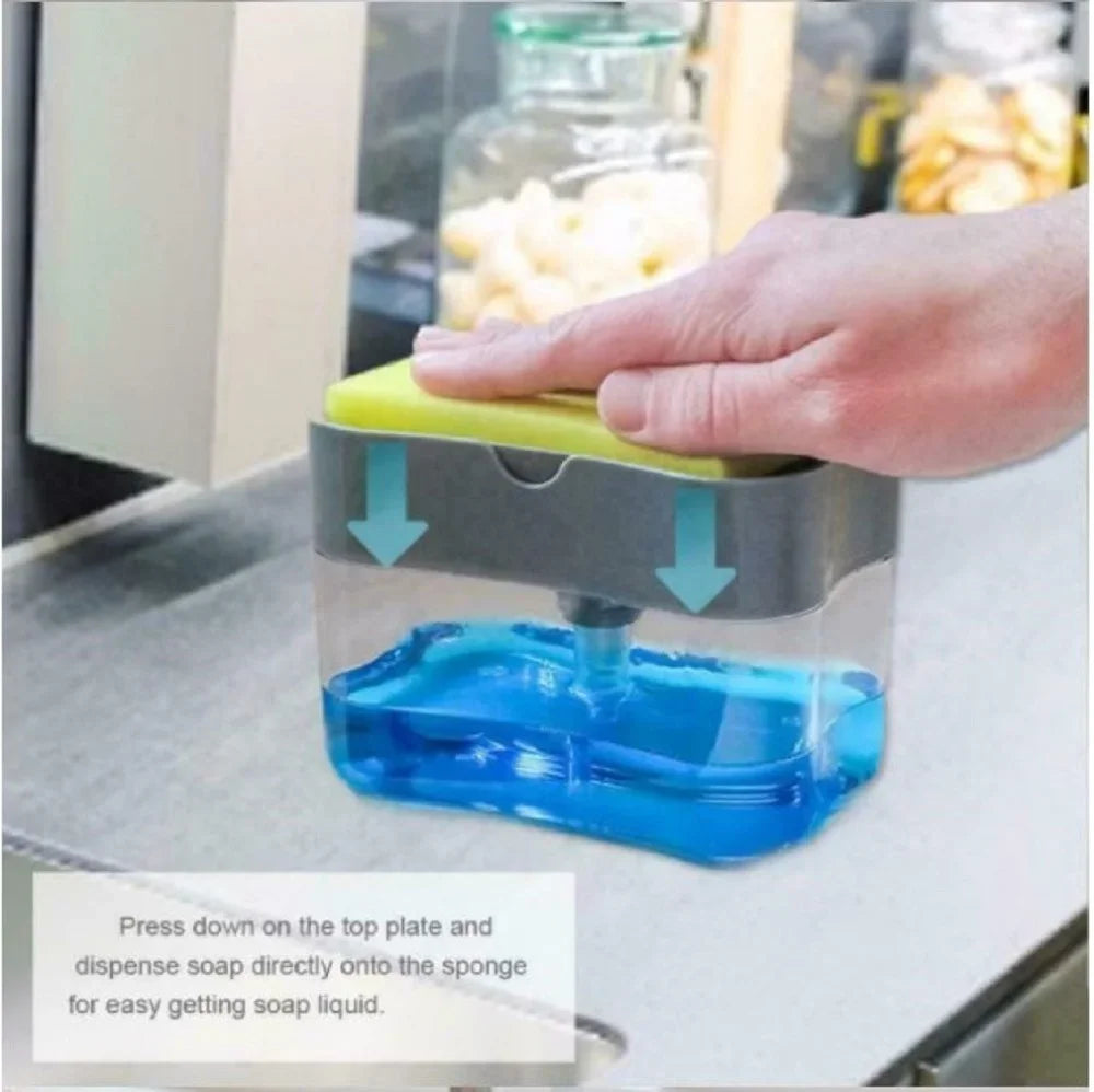 Dispensador de jabón para platos de cocina, dispensador de jabón líquido, dispensador de jabón de cocina con soporte para esponja, dispensador de jabón con bomba para esponja.