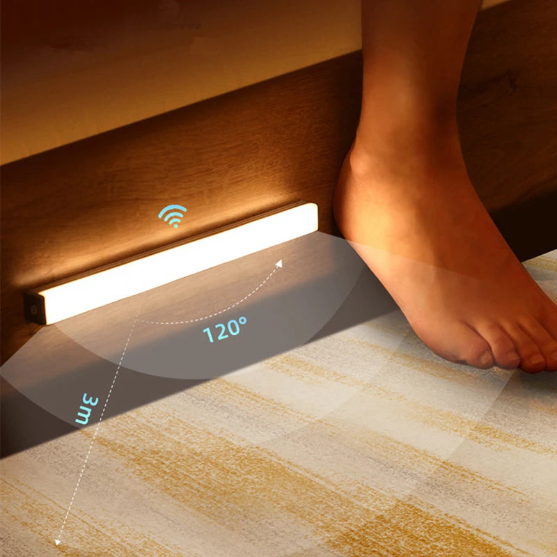 Luz LED nocturna inalámbrica con sensor de movimiento, tipo C, recargable, para armario, escalera, cocina, etc.