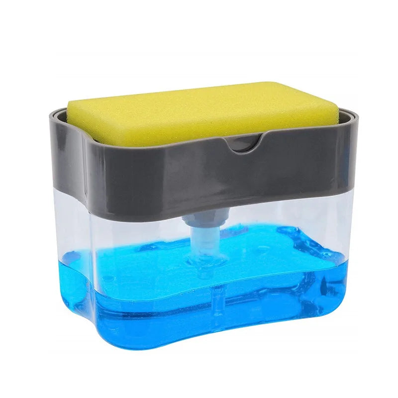 Dispensador de jabón para platos de cocina, dispensador de jabón líquido, dispensador de jabón de cocina con soporte para esponja, dispensador de jabón con bomba para esponja.
