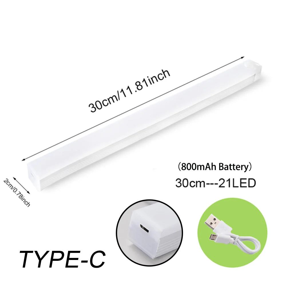Luz LED nocturna inalámbrica con sensor de movimiento, tipo C, recargable, para armario, escalera, cocina, etc.