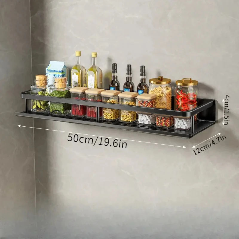 Estante de cocina para especias, estante de pared para espátula, cuchara, gancho, toallero, apto para cocina y baño.