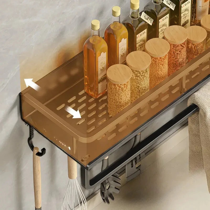 Estante de cocina para especias, estante de pared para espátula, cuchara, gancho, toallero, apto para cocina y baño.