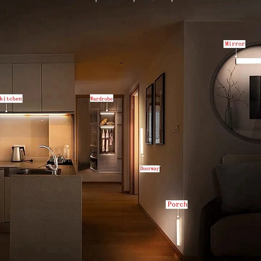 Luz LED nocturna inalámbrica con sensor de movimiento, tipo C, recargable, para armario, escalera, cocina, etc.
