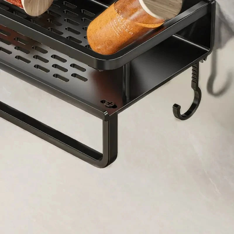Estante de cocina para especias, estante de pared para espátula, cuchara, gancho, toallero, apto para cocina y baño.