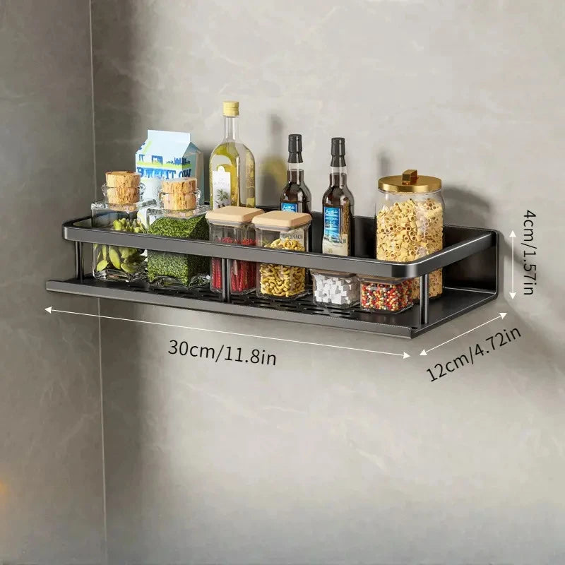 Estante de cocina para especias, estante de pared para espátula, cuchara, gancho, toallero, apto para cocina y baño.